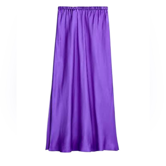 J. Crew Purple Luster Crepe Maxi Skirt Side Slits Womens Size XL - Picture 1 of 6